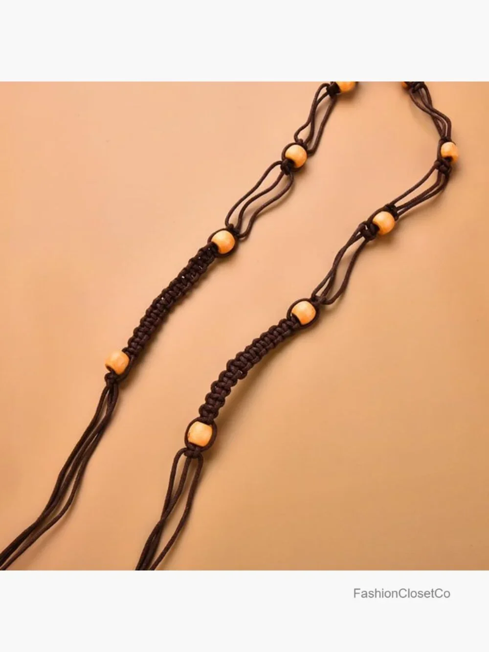 Beaded Rope Belt Woven Braided Boho Waist Belt Dressy Tie Belt